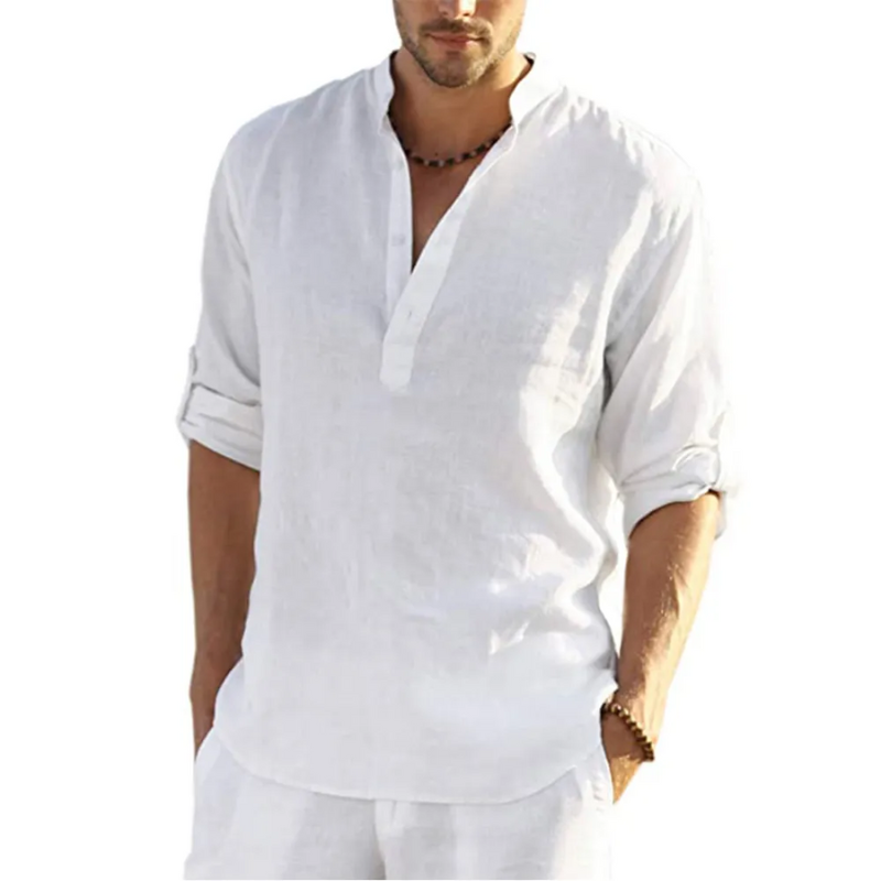 Chemise-Homme-en-Lin-Blanc