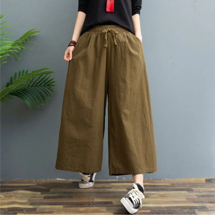 Pantalon-Large-en-Lin-Femme